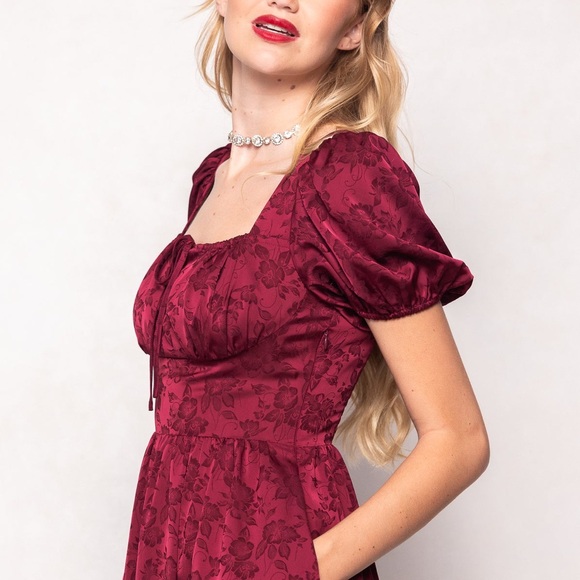 Women's Burgundy Floral Maxi Dress M - Picture 6 of 12